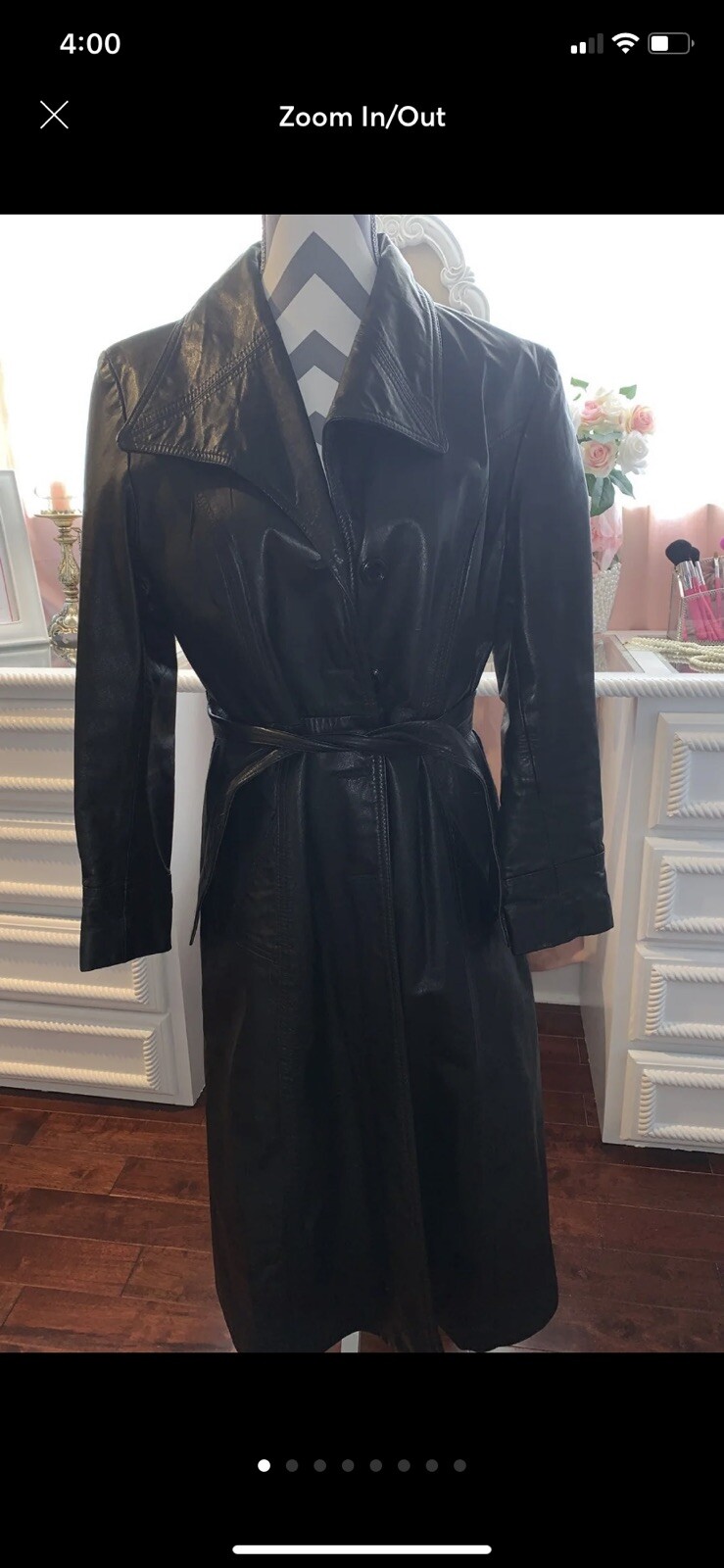 Women's Genuine Leather Trench Coat Stylish Outerwear-image
