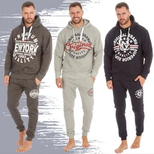 Mens Hoodie Pullover Over the Head Slim Fit Jog Pants Bottoms Pockets Sport Set