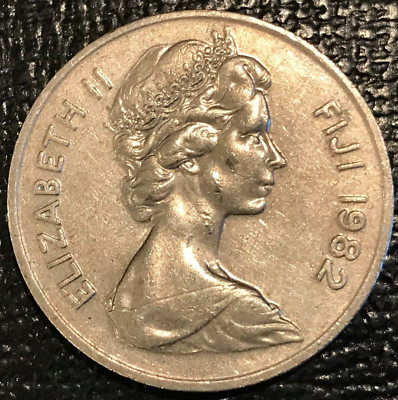 HIGH GRADE DETAILS 1982 FIJI 20 CENTS COIN-RIM HIT-SEP330