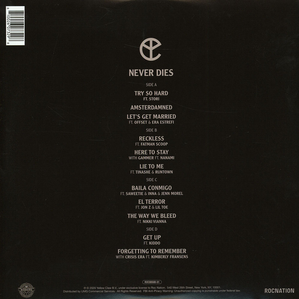 新品未開封】【レコード】Yellow Claw Never Dies