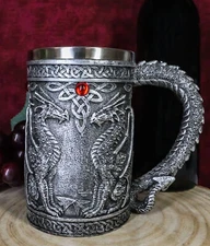 Ebros Gift Large Celtic Twin Dragon Coffee Mug Beer Stein Tankard Cup