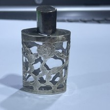 VINTAGE HECHO EN MEXICO ETCHED STERLING SILVER PERFUME BOTTLE