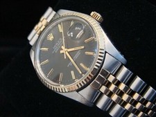 Rolex Datejust 16013 Mens 2Tone Yellow Gold Steel Watch Quickset with Black Dial 2