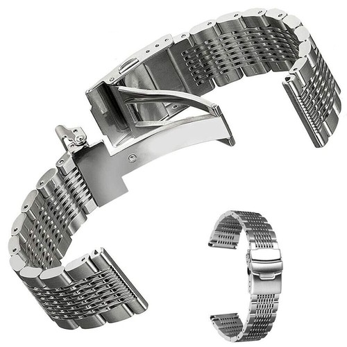Unisex Solid Stainless Steel Watch Band Strap Bracelet Replacement 18 20 22 24mm - Picture 7 of 28