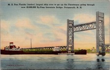 M.S. Pan Florida Tanker - By-Pass Interstate Bridge, Portsmouth N.H. - Postcard