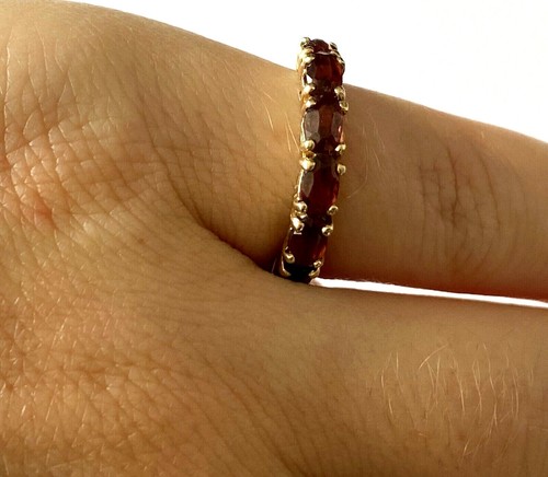 14K Yellow Solid Gold 6 Garnet Classy Ladies Ring Band Size 4.75 - Picture 12 of 12
