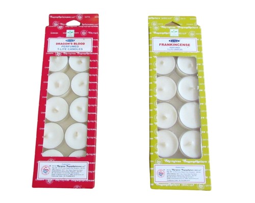 Satya Nag Champa T-Lite Candles, 12 Pack White Scented Tea Light Incense Candle - Picture 9 of 19