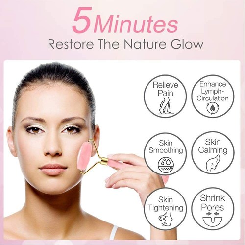 Juego de rodillos para tabla Gua Sha masaje facial corporal antienvejecimiento herramientas para adelgazar facial rosa - Imagen 3 de 18