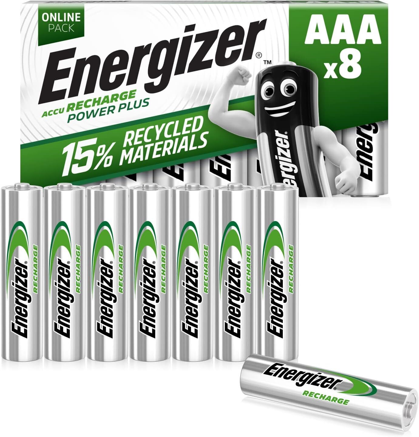Energizer AAA Rechargeable Batteries 8 Pack Recharge Power Plus 700mAh Battery