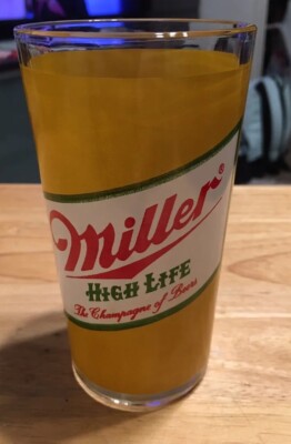 Vintage Miller High Life Beer Glass Barware  The Champagne Of Beer 
