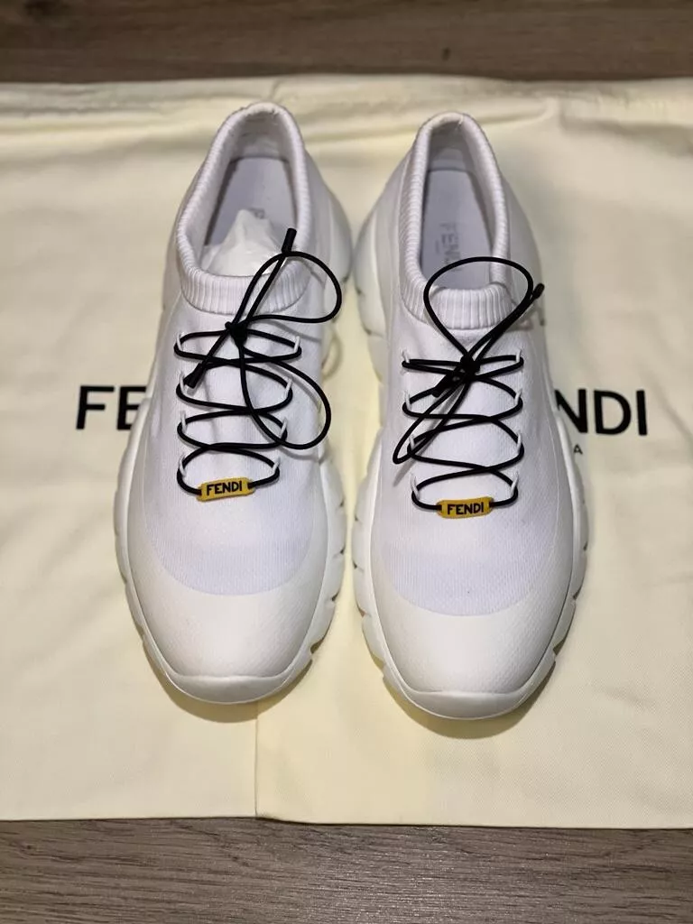 AUTHENTIC BRAND NEW FENDI WHITE ‘VOCABULARY’ Sneakers US 12