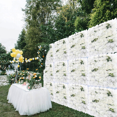 12Pcs Flower Panel Artificial Flower Wall Panel White Flower Backdrop Wall Decor