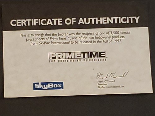 1992 Skybox Primetime PRESS sheet 1/3500 hobby store only product football COA - Picture 19 of 24