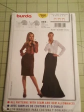 Burda Pattern 7891 Ruffled Blouses Long Sleeves Sizes 10 12 14 16 18 20 UNCUT