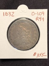 1832 capped bust half dollar. o-109 rarity 4+ nice original