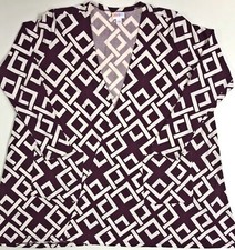 LuLaRoe Caroline Cardigan Large L 14-16 Wine-Burgundy Pattern Soft Hacci Knit