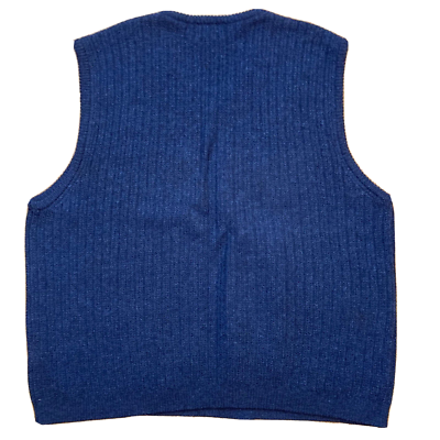 Eddie Bauer Sweater Vest Mens XL Navy Blue 100% Wool V-Neck