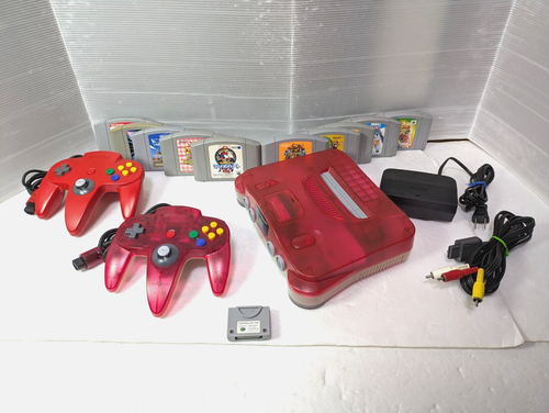 Nintendo 64 Region Free Console Clear Red Mario Kart 64 N64 japan - Picture 4 of 24