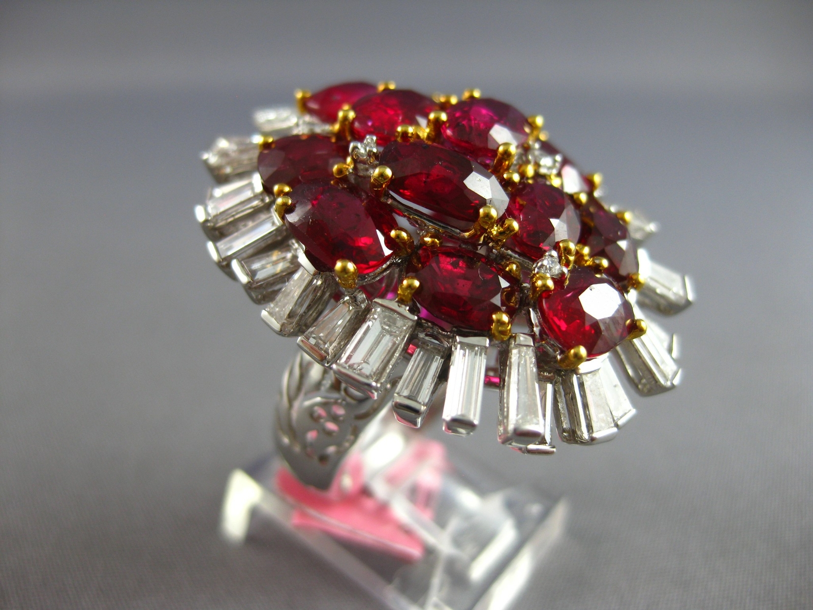 EXTRA LARGE 16.03CT DIAMOND & AAA RUBY 18KT 2 TON… - image 7