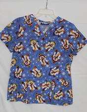 Comfy Cotton Scrubs Let it Snow Nurse Scrub Size Large Snowman