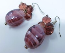 Handcrafted Artisan Glass Bead Dangle Earrings