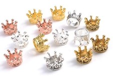 End Bead Crown Cap 6x9MM (.24x.35 inch) Gold or Silver Plated