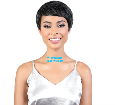 Motown Tress 100% Human Short Straight Sassy Tapered Style  display picture 2