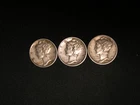 1942S, 1943S, 1944S Mercury dimes. All in XF .