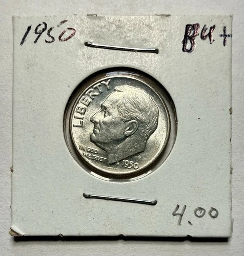 1950-P Roosevelt Dime 10C SILVER - Brilliant Uncirculated+ (BU+)