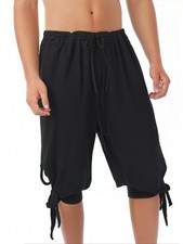 Men Medieval Pants Viking Breeches Renaissance Pirate Lace Up Cropped pants