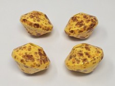 Lot of 4 Vintage Yellow Jumbo Saturn Handmade Ceramic Macrame Beads Large Hole