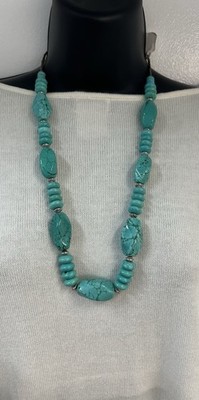 Turquoise Beaded Native American Style Necklace with Slip Knot 19-25 lengths 