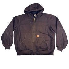 Carhartt J130 DKB Mens XL Dark Brown Quilted Flannel Lined Duck Active Jacket