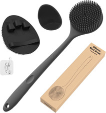 Silicone Back Scrubber Thick Bristles Bath Glove Face Brush Set 3PCS , Su