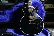 Gibson LES Paul Custom Ebony Gold Hardware 1987 Used Electric Guitar [AUTH]