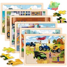 Puzzles for Kids Ages 4-6, 6 Packs 60 Pcs Wooden Jigsaw Puzzles for Kids Ages...