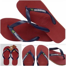 Havaianas Classic Men's Brazil Red Blue Green Flip Flop Size 13 New NWT