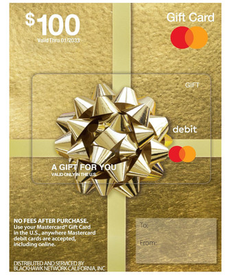 MasterCard Physical Gift Card   $100 (plus $5.95 Purchase Fee)