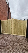Tanalised Timber Sold Boarded Swan Neck  Driveway Gates 10ft  Wide X 6ft High