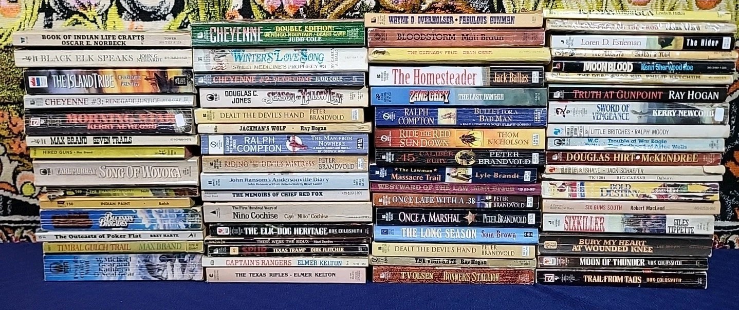 Lot of 65 Vintage Western Books Cowboy Fiction & Native