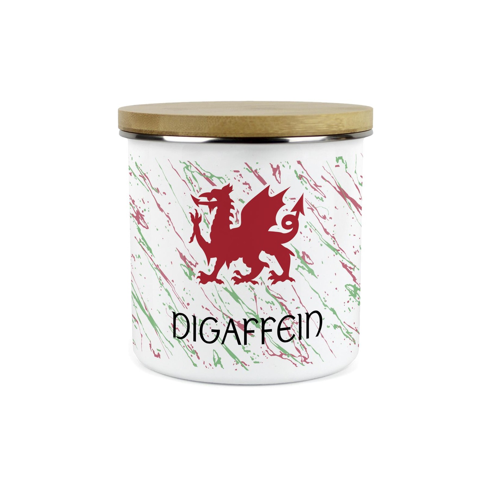 Welsh Dragon Decaf Kitchen Canister - Cymru Wales Digaffein Home Gift