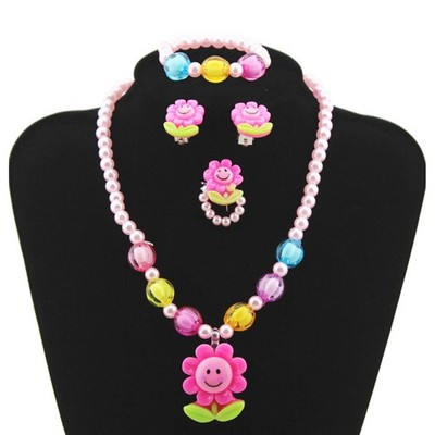8pcs Kunststoff Sonnenblumenkette Armband Ohrring Set Stylish Kinder