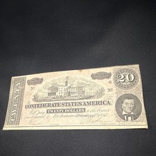 Confederate States of America Confederate Currency $20 Note Circulated Ungraded