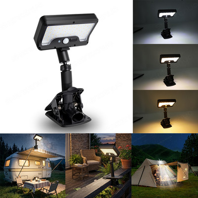 3-Color Solar Clip Light, USB Charging Cable Included, 360° Adjustable Head