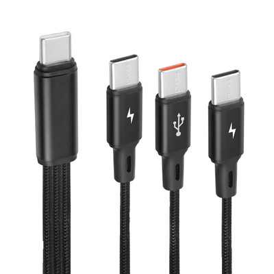 Usb C Splitter Cableusb C Male to 3 Typec Male Charge Cable3 in 1 Nylon Braided