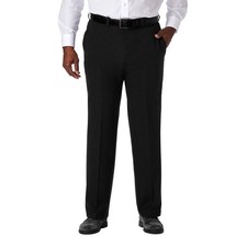 Haggar Mens Cool 18 Pro Flat Front Pants, Black, 48W x 32L, Big Tall