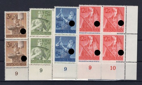 DR-3.Reich 850/53ER Lower Right Corner Fourth Block MNH Mint