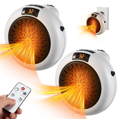 #ad 900W Space Heater LCD Electric Heater Wall Outlet Plug Portable Small Heater $19.95