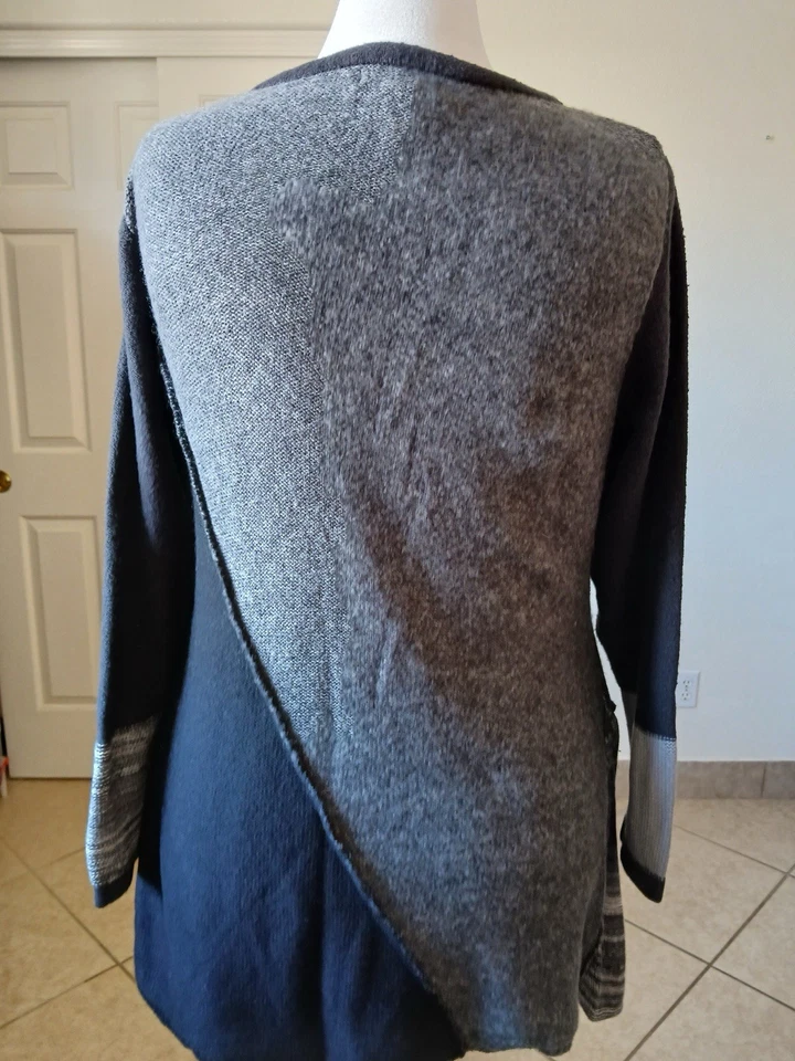 Style&Co. Suéter túnica para mujer Top XL tejido en bloques de colores negro gris Pullover Foto 2 de 4