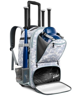 Rolling Softball Backpack with Off-road Wheels, Large Catchers Gear Bag for T...